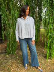Stone Lace Detail Striped Shirt Rosie