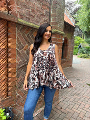 Chocolate Elegant Floral Vest Isabella