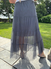 Charcoal Tiered Mesh Tulle Skirt