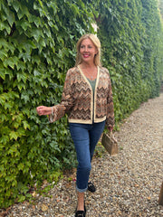 Mocha Zig Zag Shimmer Jacket Fern