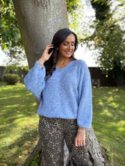 Light Blue V Neck Knit Roxanne