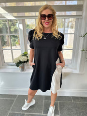 Black Contrast Side Panel Dress Venus