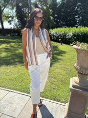 Mocha Striped Sleeveless Blouse Lola