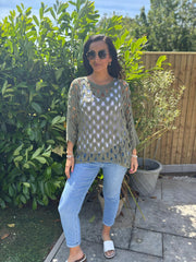 Khaki Wave Open Knit Jumper Marian