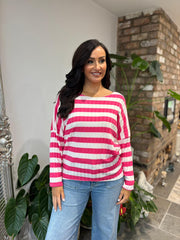 Lipstick Ribbed Stripe Top Leanne