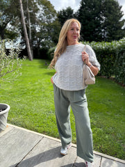 Grey Short Sleeve Chevron Knit Kenna