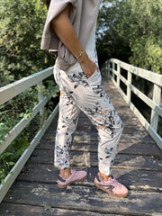 Stone Floral Print Trousers Isla