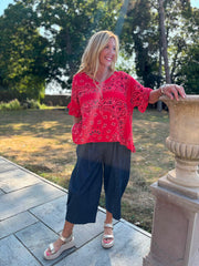 Red Bubble Cotton Paisley Top Kimberly