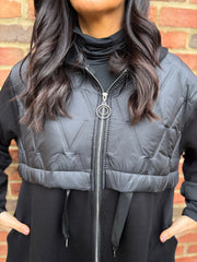 Black Half Quilted Sweat Jacket Lois