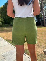 Olive Towelling Shorts Natasha