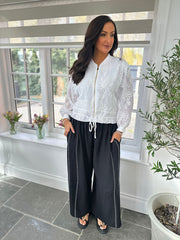 Black Embroidered Detail Trousers Tilly