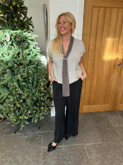 Mocha Short Sleeve Brooch Top Leona