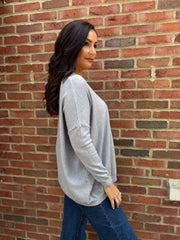 Grey Diamante V Neck Knit Tori
