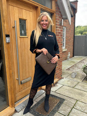 Black Knitted Crew Neck Dress Zara