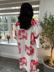 Red Floral Aztec Shirt Dress Gemma