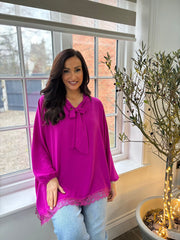 Grape Pussy Bow Blouse Ellis