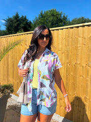 Grape Abstract Leaf Blouse Katie