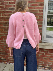 Pink Reverse Button Knit Cardi Larissa
