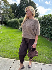 Mocha Short Sleeve Chevron Knit Kenna