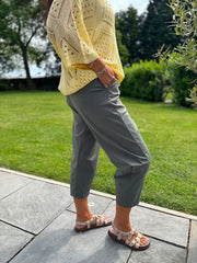 Khaki Barrel Leg Trousers