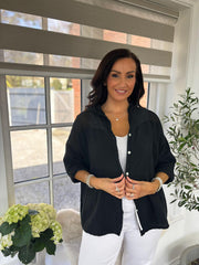 Black Bubble Cotton Hooded Jacket Amelie