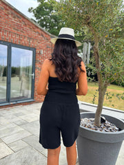 Black Bubble Cotton Bandeau Playsuit