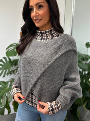 Grey Knitted Wrap Jumper Nell