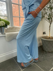 Blue Ribbed Drape Tie Co-ord Daniella