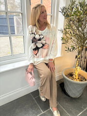 White Floral Layered Sweatshirt Jenny