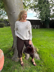 Stone Ribbed Flower Top Mika