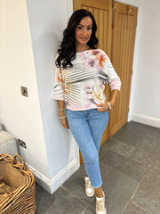 Rose Metallic Floral Wave Soft Knit Dawn