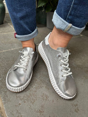 Silver Pierced Slip On Trainers