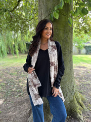 Black Fringed Neck Top Donna