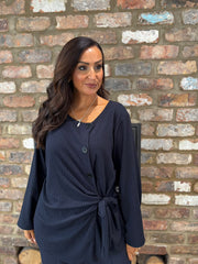 Navy Buttoned Tie Top Kacey