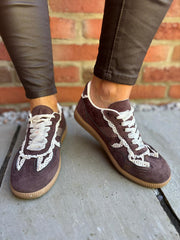 Chocolate Harper Lace Detail Trainer