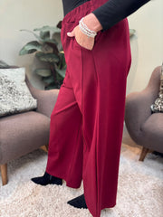 Wine Twisted Seam Wide Leg Trousers