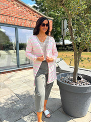 Pink Striped Longline Cardi Haven