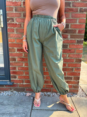 Khaki Pull on Cuffed Trousers Raven