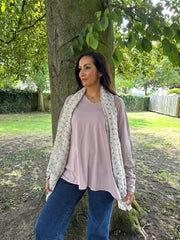 Pink Fringed Neck Top Donna