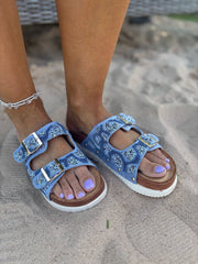 Denim Textured Stud Detail Sliders