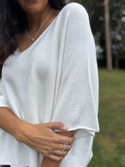 Winter White V-Neck Reverse Seam Knit Diana