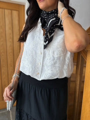 White Embroidered Sleeveless Blouse Harlow