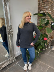 Charcoal Ribbed Flute Neck Top Charlotte