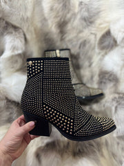 Black Stud Embellished Ankle Boots