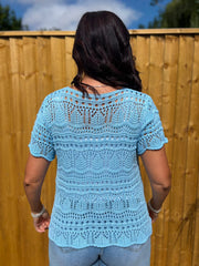 Blue Crochet Knit Top Selina