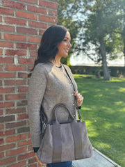 Mocha Multi Fabric Handbag