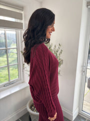 Wine Cable Detail Ribbed Two Piece