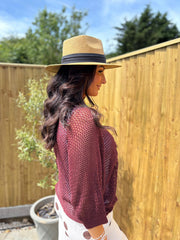 Wine Gathered Loose Knit Paige