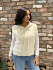 Stone Sleeveless Knitted Hoodie Sherida