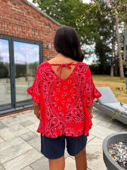 Red Bubble Cotton Paisley Top Kimberly